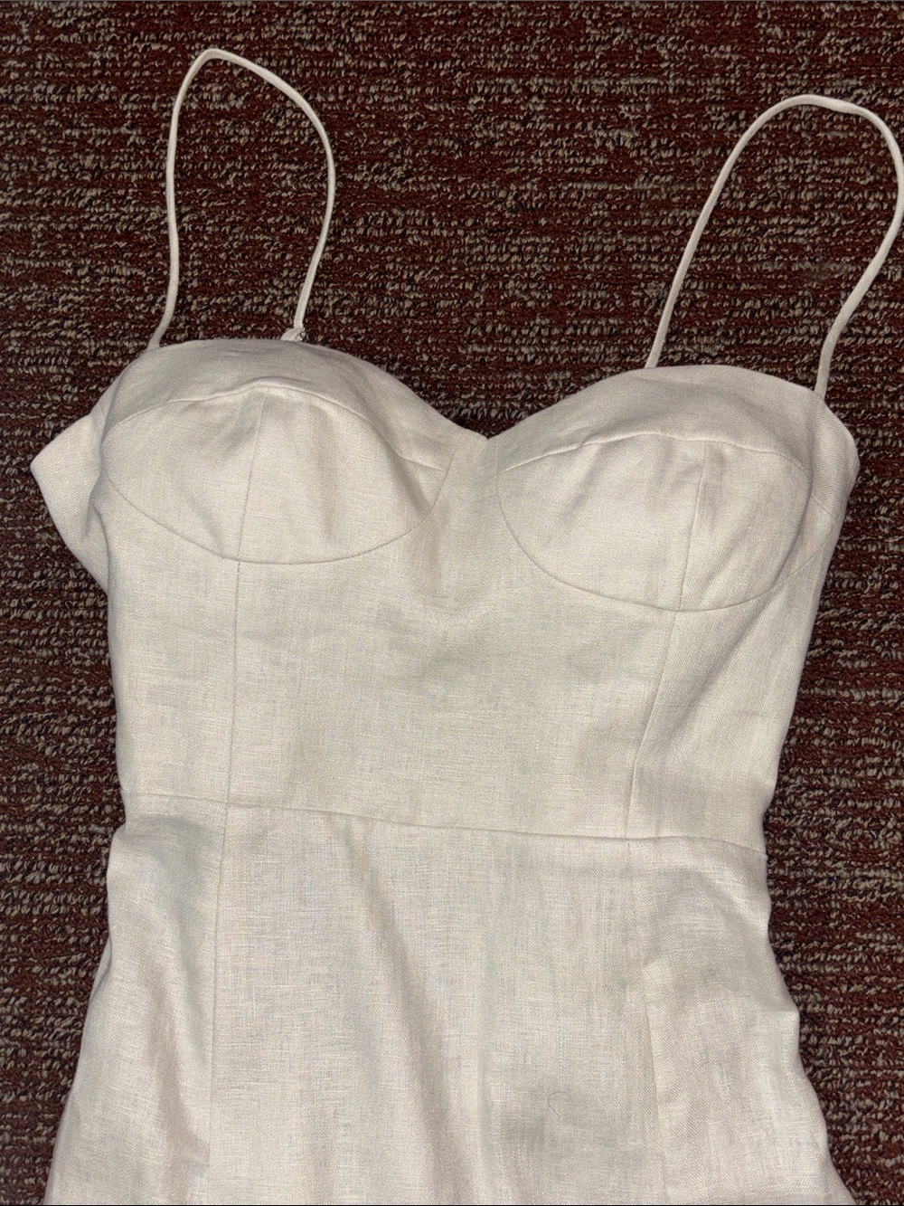 Reformation Jada linen midi dress cream tie waist high slit corset top open back - Picture 4 of 16